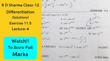 Differentiation Class-12 R D Sharma Exercise 11.5(Lec-4)#differentiation #rdsharma #maths