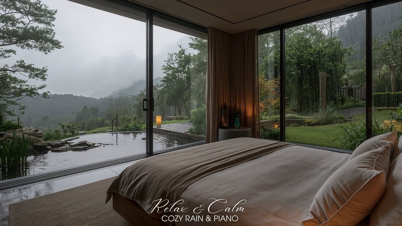 Mountain Garden Rain & Soft Piano 🌧️🎹 | Peaceful Nature Retreat | Deep Sleep 24/7