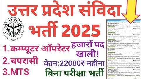 Up Sanvidha Computer Operator, Data Entry Operator, Mts, peon, chaprasi vacancy Apply 2025