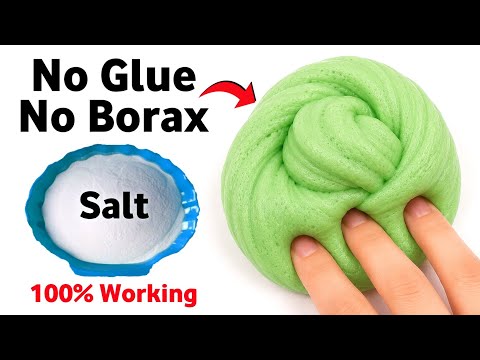 How to make No Glue No Borax Salt Slime at home easy [ASMR]