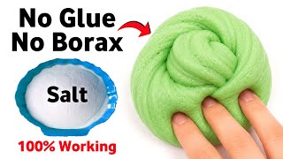 How to make No Glue No Borax Salt Slime at home easy [ASMR]