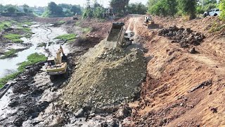 Part 1 Perfect Work Concrete Canal Foundation Building Technology By SHANTUI Dozer, 5ton Truck