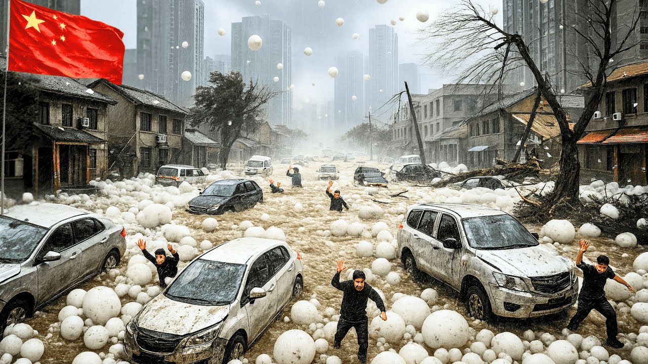CHAOS in Beijing! Giant Hailstorm Devastates City, Homes Shattered, Cars Smashed