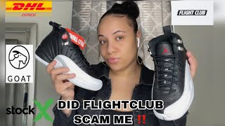 FLIGHTCLUB SHIPPING FROM HONG KONG DHL|JORDAN PLAYOFF 12 REVIEW + ON FEET BUT ARE THEY FAKES??