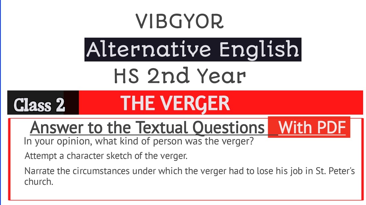 CHARACTER SKETCH OF THE VERGER CLASS 12 ALTERNATIVE ENGLISH  YouTube