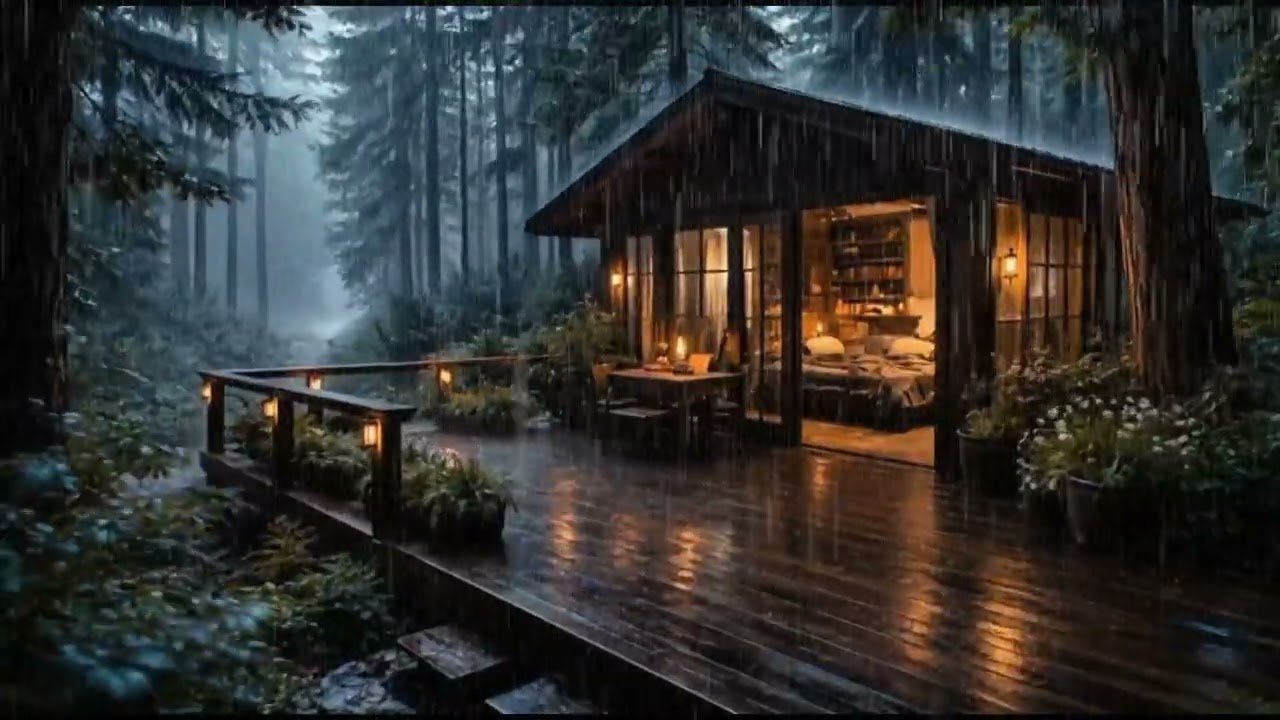 Deep Sleep ASMR 🌧️ Cozy Forest House in Heavy Rain | Relaxing Rain Sounds for Insomnia