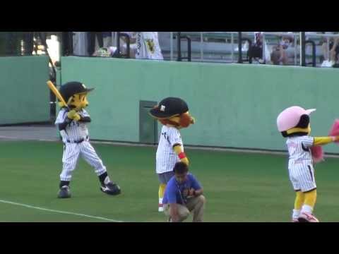 20130710＠那覇：阪神スタメン発表時のトラッキー＆キー太