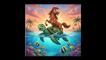 Horse riding turtle #ai #art #animation #animals #horse #turtle #ride #cartoon #fun #enjoy #foryou