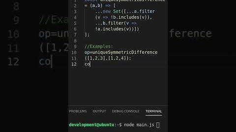 Returns the USD b/w two arrays, not containing duplicate values from either array in JS #Shorts