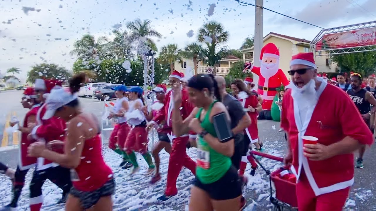 Hundreds of Santas Race in Delray Beach, Florida's Jingle Bell Jog