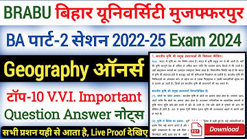 brabu part 2 geography honours top 10 important question 2022-25 || brabu geography honours part 2