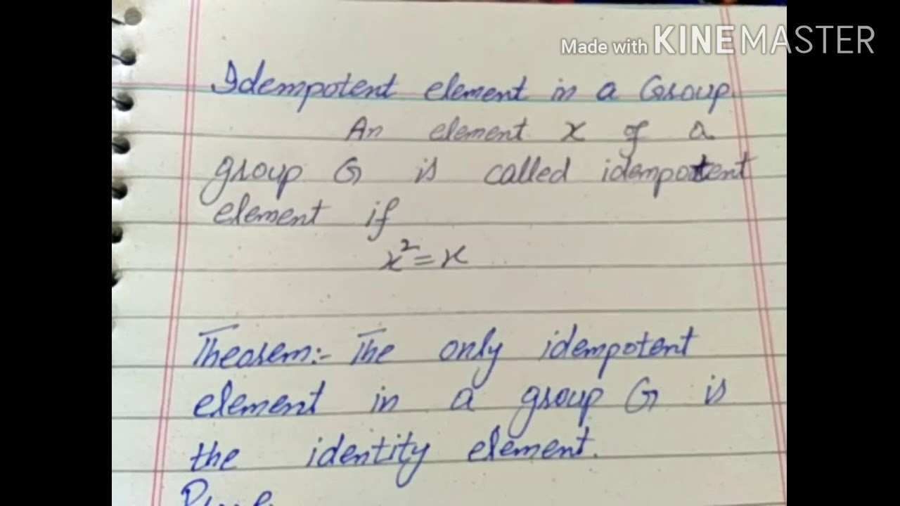 Topic:idempotent Element in a Group - YouTube