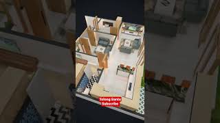 Denah rumah 3D Ukuran 10x10 meter yang bagus banget. #denahrumah3d #denahrumah #rumah #desainrumah