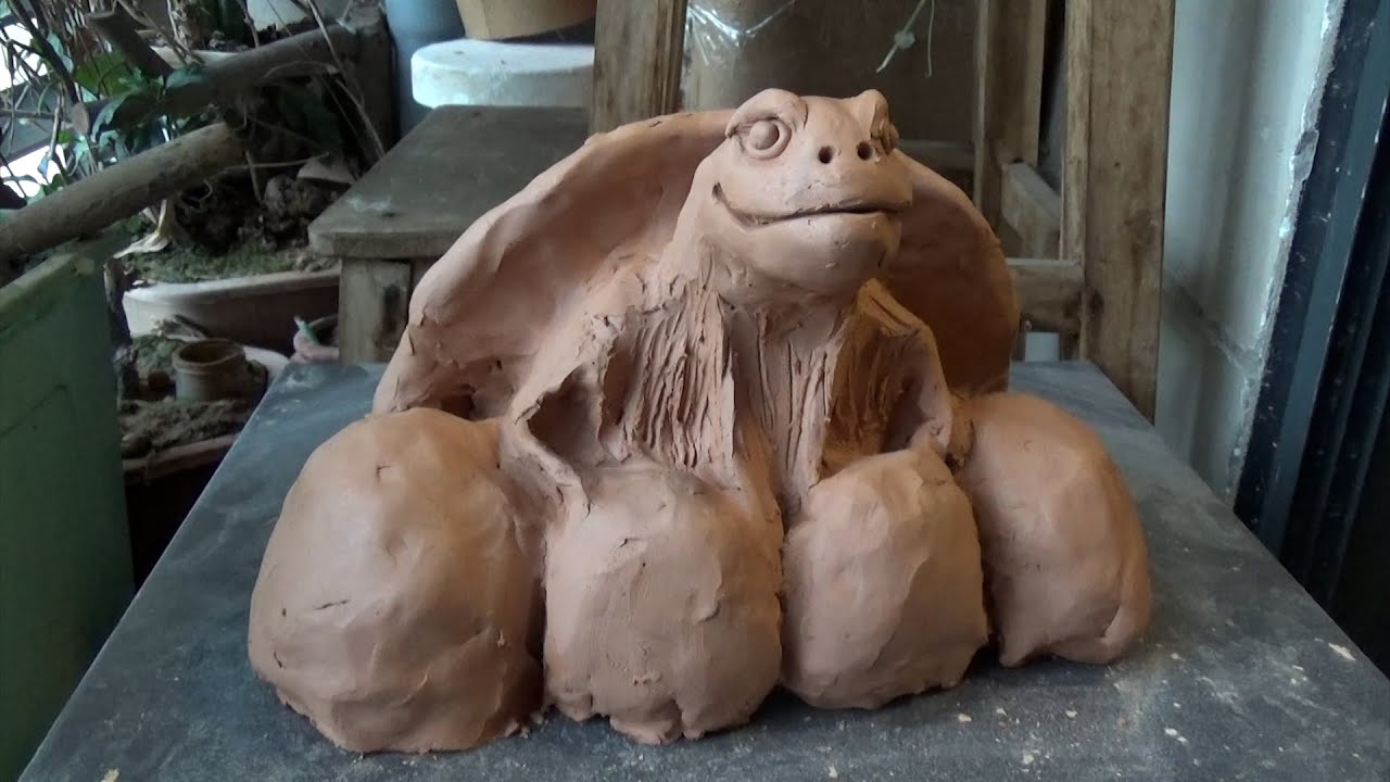 Creating a Turtle Portrait Sculpture in Clay Relaxing Process Clay Animals