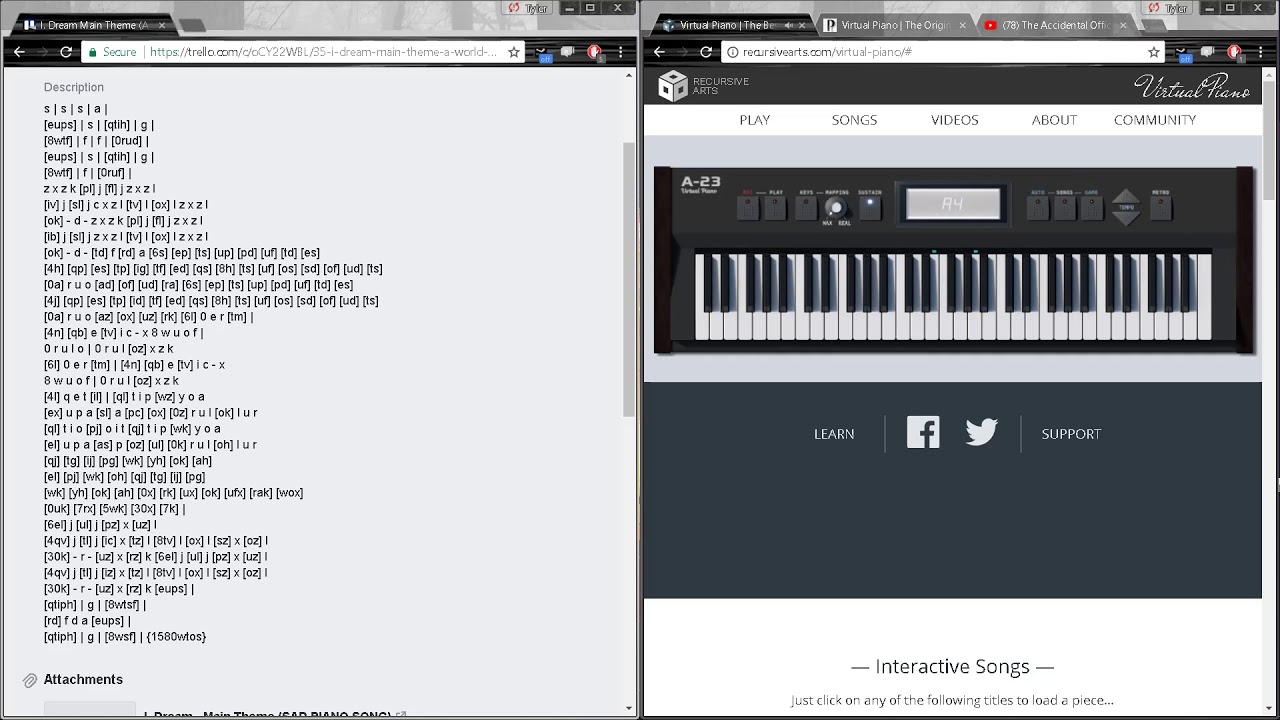 Virtual Piano I Dream Main Theme A World Upon Sadness Youtube - virtual piano trello roblox