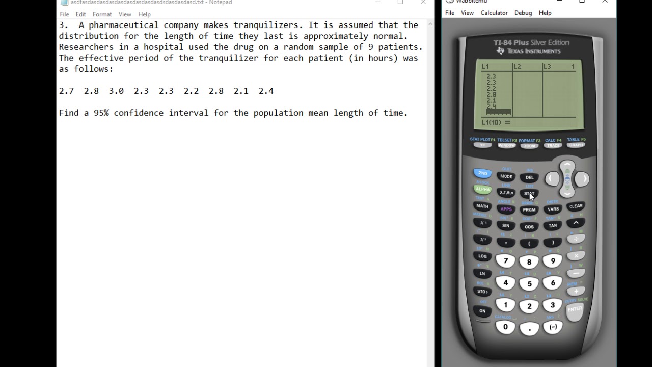 Confidence Interval on the TI84, Population Standard Deviation Unknown