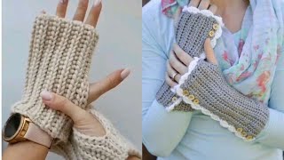 BEST DESIGNER IDEAS OF BEAUTIFUL EASY TRENDY CROCHET HANDMADE FINGERLESS GLOVES PATTERN DIY PROJECTS