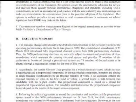 ეუთო ოდირის დასკვნა- მმართველმა გუნდი და ოპოზიცია დოკუმენტს განსხვავებულად კითხულობს