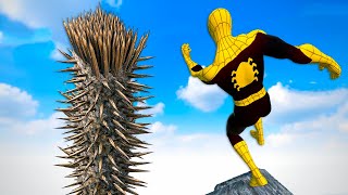 Insane Spider Man Ragdoll Physics Falling Into Deadly Spike Traps