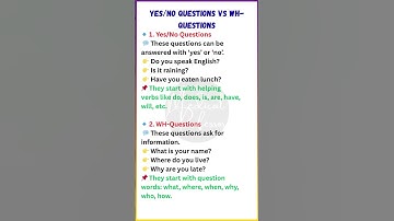 Yes/No Questions vs WH-Questions | What