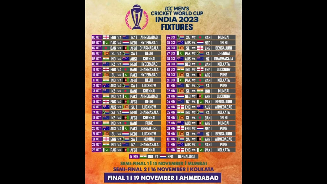 🔥 🏏World Cup🏆 2023 Schedule 🔥