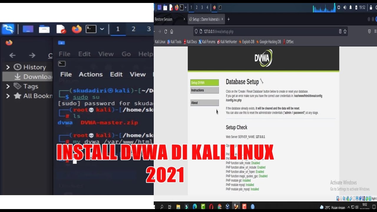 CARA INSTALL DVWA DI KALI LINUX 2021 (LANJUT INSTALL MYSQL - INSTALL ...