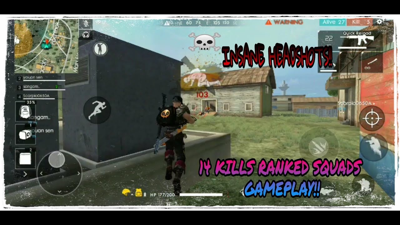 14 KILLS RANKED SQUADS GAMEPLAY !! INSANE HEADSHOTS !!Garena Free Fire ...