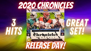 RELEASE DAY! 2020 Chronicles Football Hobby Box. 3 Hits! Great Set with 17 brand variations.