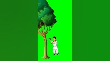 man tree cutting with axe with sound effect green screen animation cartoon #shorts