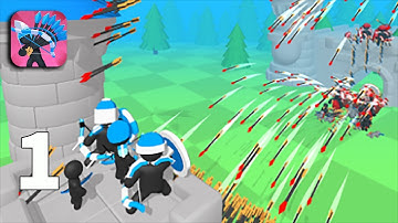 Merge Archers: Castle Defense - Gameplay Walkthrough Part 1 Levels 1-10 Stickman Army (iOS,Android)