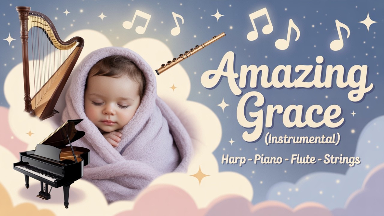Amazing Grace – Gentle Instrumental for Kids (Harp, Piano, Strings)