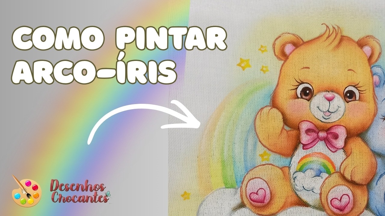 🌈 Pintando arco-íris em fralda de tecido (Desenhos Crocantes)