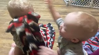 1 year old twins playing together