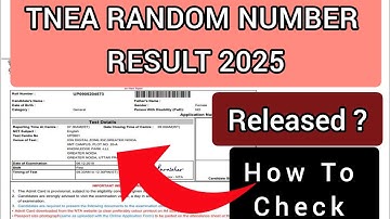 TNEA RANDOM NUMBER Result 2025 | How To Check TNEA RANDOM NUMBER 2025