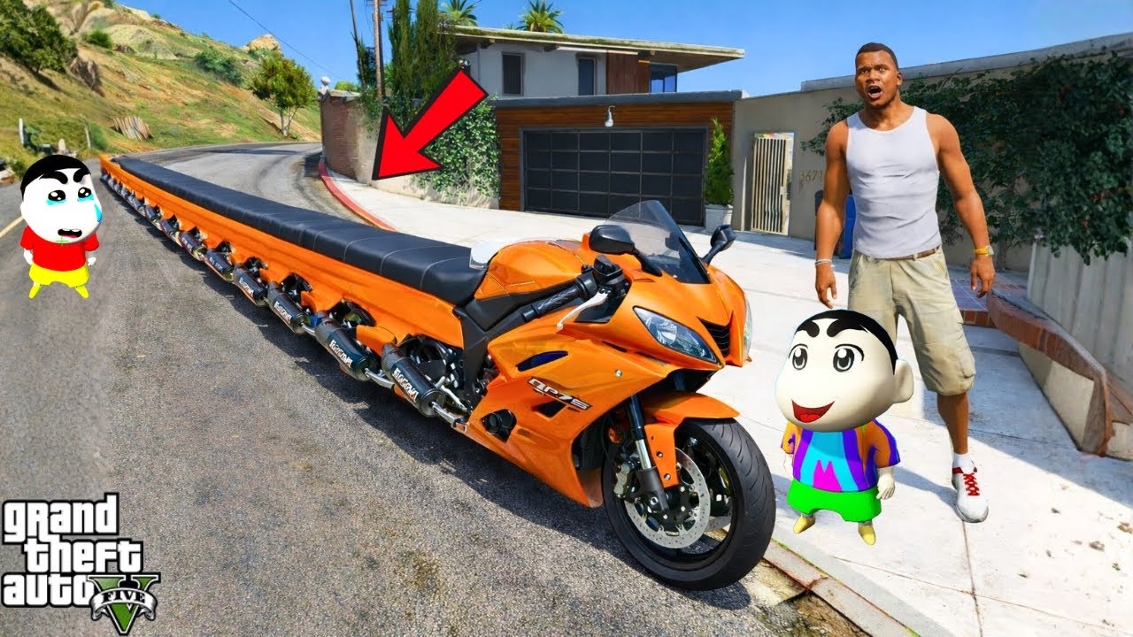 Franklin & Shinchan Test The World’s Longest Bike In GTA 5! | GTA 5 Bangla Gameplay