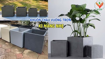 Khuôn chậu vuông trơn xi măng nhẹ | Khuôn Tổng Hợp