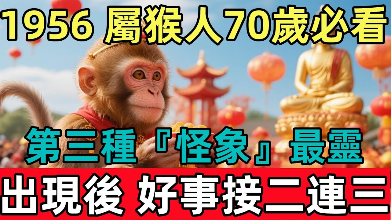 1956 屬猴人 70歲必看！第三種『怪象』最靈！出現後，好事接二連三。#佛约#生肖#财运 #佛學 #佛陀 #佛法 #佛教 #修行#生肖运势#属相运势#monkey #情感
