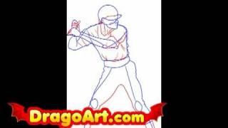 How to draw a baseball player, step by step