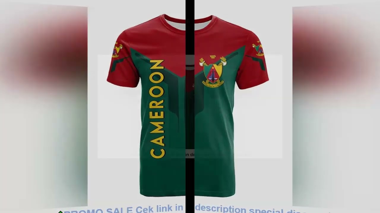 3D Printed Africa Cameroon Flag Map Graphic T Shirt For Men Clothes National Emblem Short Sleeve T S