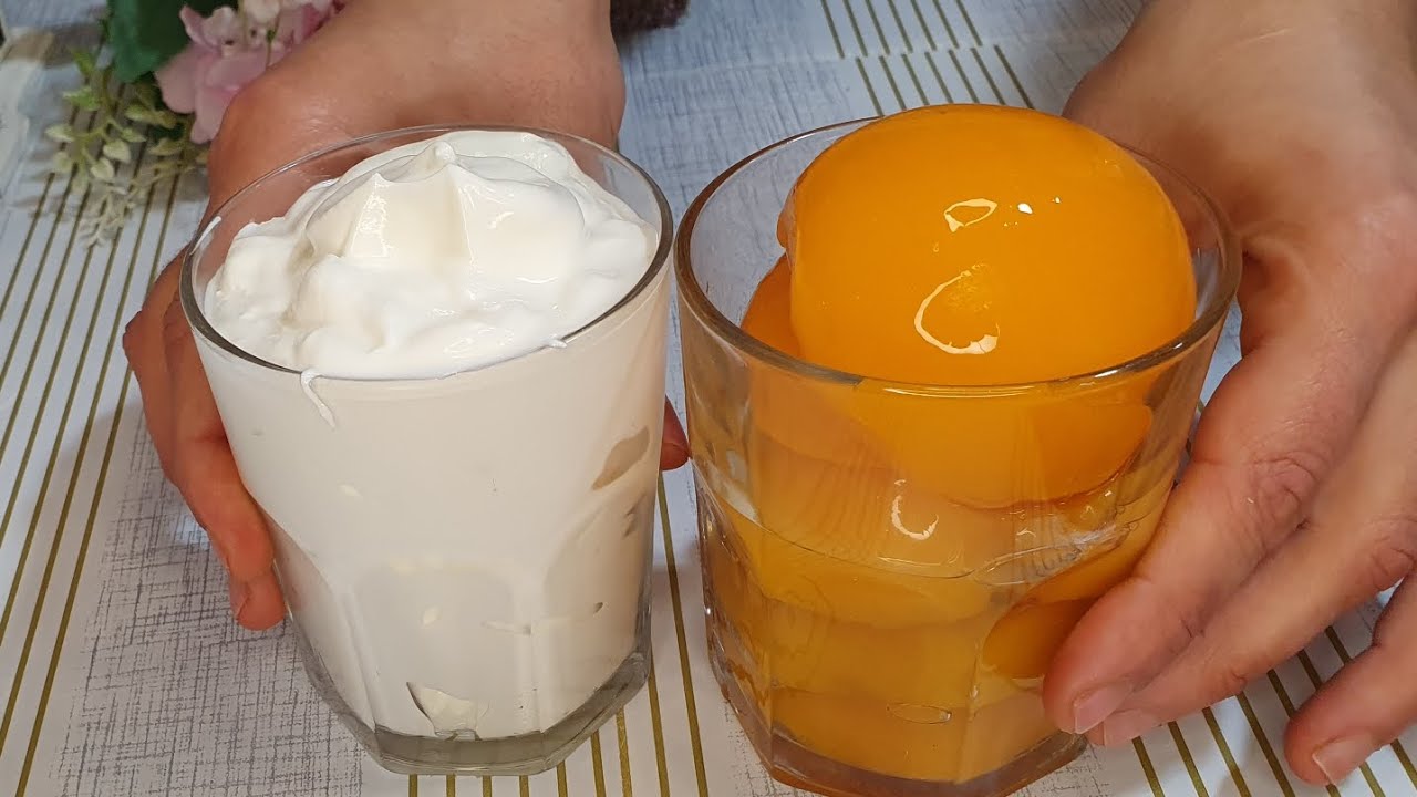 ЕСЛИ У ВАС ЕСТЬ ЙОГУРТ И ПЕРСИКОВЫЙ СИРОП!!, ПРИГОТОВЬТЕ ЭТОТ ВКУСНЫЙ ДЕСЕРТ, ЛЕГКИЙ И КРЕМОВЫЙ. БРУ