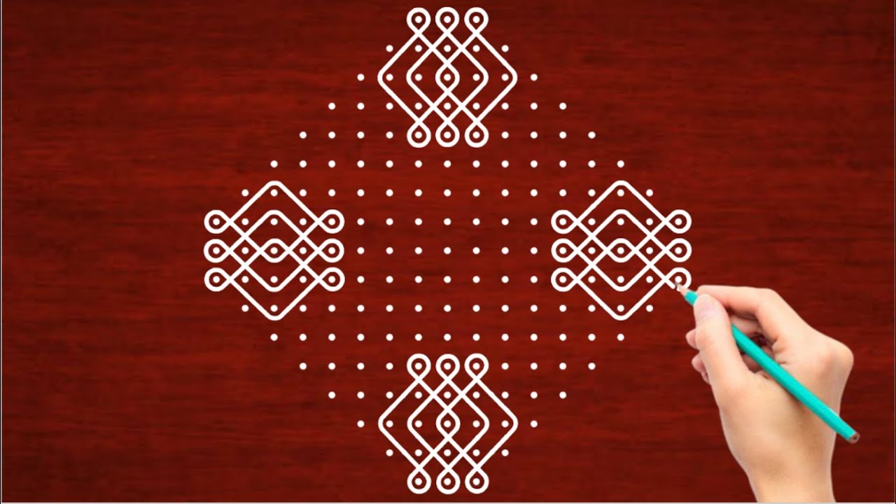 17x3 dots big kolam//melika muggulu//Easy rangoli design