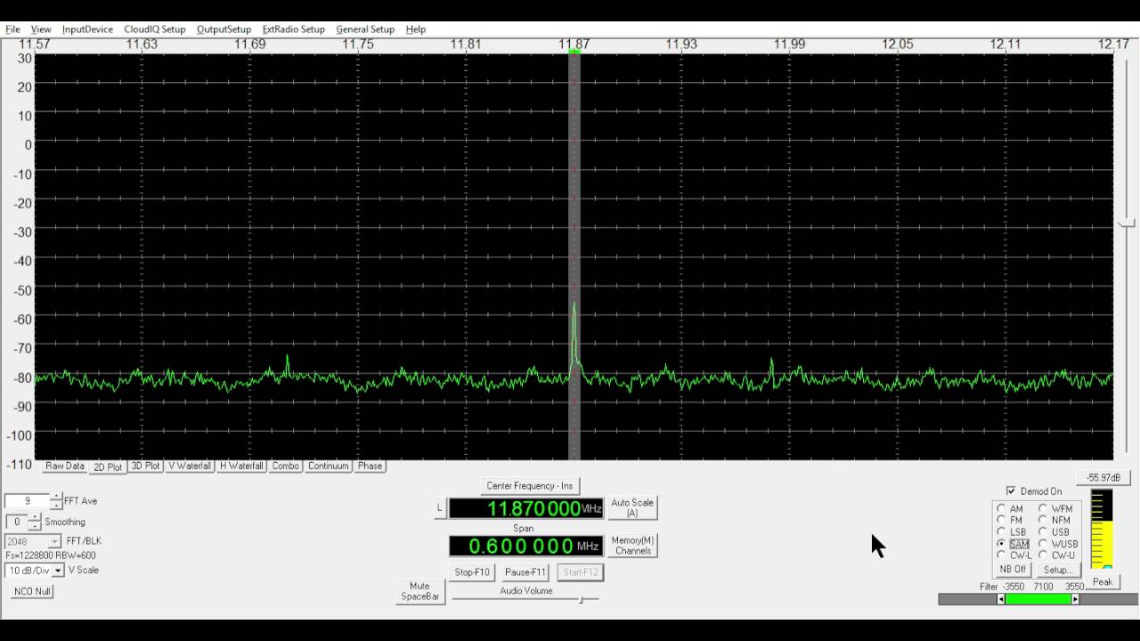 RFspace CoudIQ SDR, Radio Paz,  SpectraVue ini 10 11 2016 12 33 21 AM