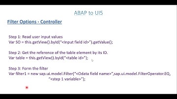 Video 9: ABAP to UI5 - Filter Options