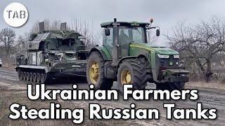 Ukrainian Farmers Towing Russian Tanks