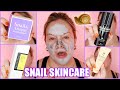 TRYING SNAIL SKINCARE | YesStyle K Beauty Haul & Try On 🐌🐌🐌