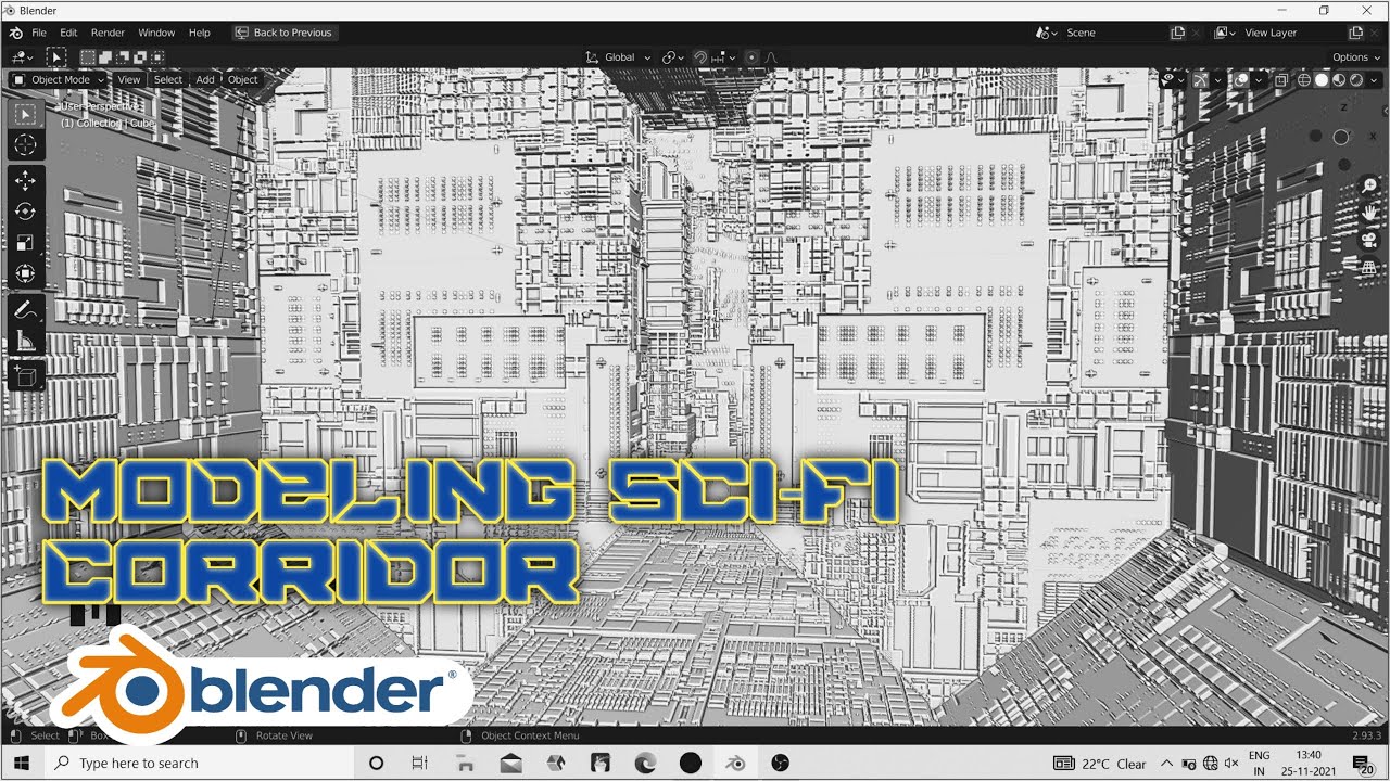 modeling sci fi corridor in blender - YouTube
