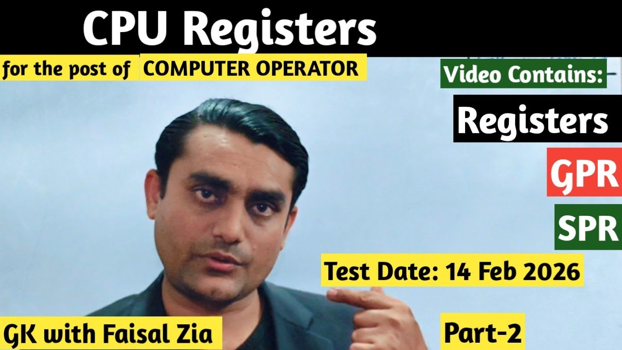 CPU Registers | Part-2 | For Computer Operator| GK with Faisal Zia 