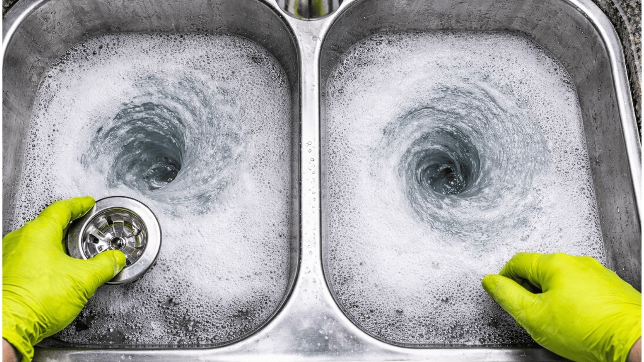 Clogged Double Kitchen Sink Cleared — Snaking a Back-to-Back Drain Line ...