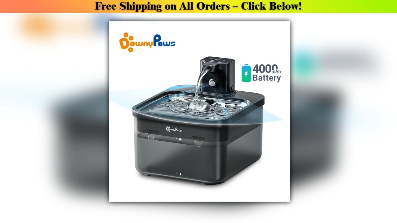 DownyPaws 25L Automatic Stainless Steel Cat Water Fountain 4000mAh Wireless Pet Drinker Battery Sen