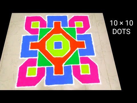 10 to 10 dots rangoli \ kolam \ muggulu \ alpana \ 10*10 tipke rangoli ...